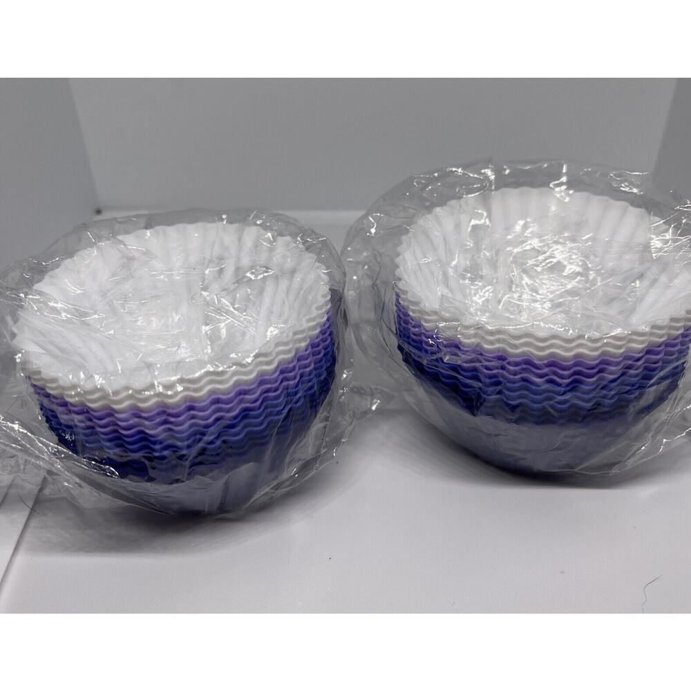 Set Of 24 Silicone Baking Cups Cupcake Liners Muffin Cups Cake Molds Purp